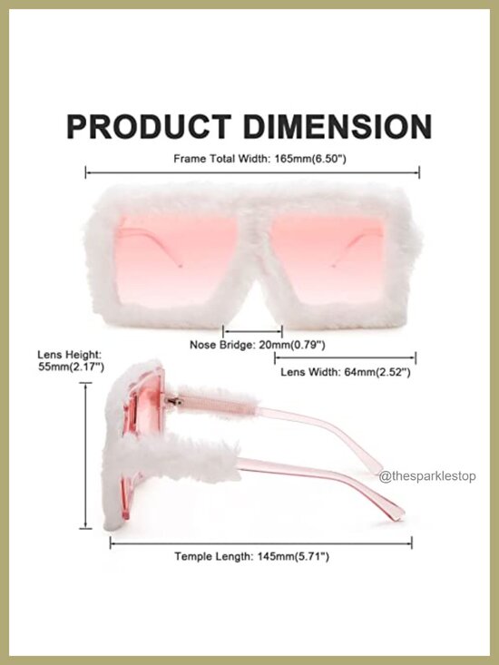 Oversized Square Plush Velvet Sunglasses Retro Punk Party Shades